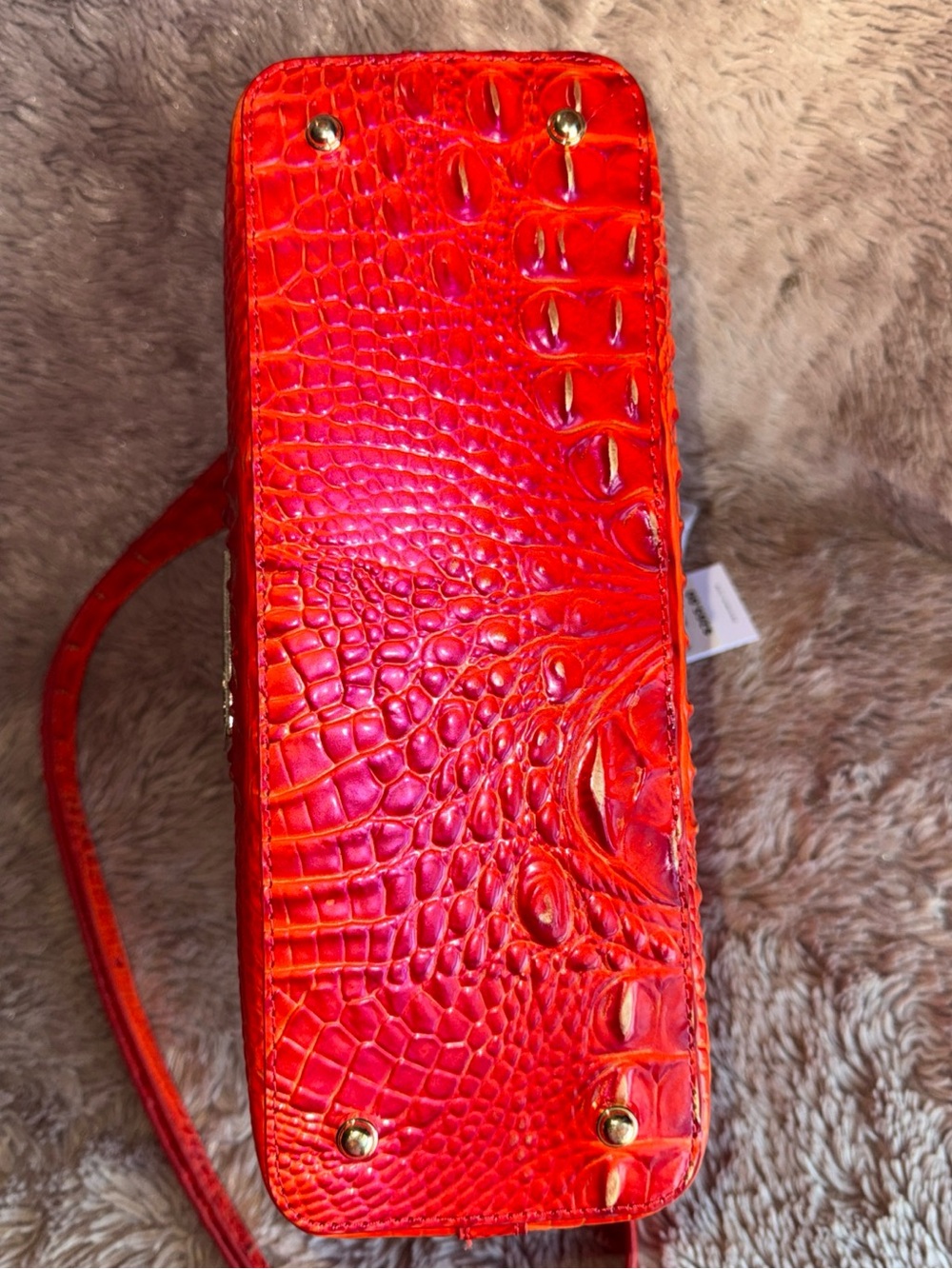Brahmin Small Elaine FLAME Croc-Embossed Satchel with Matching Wallet - Picture 5 of 14